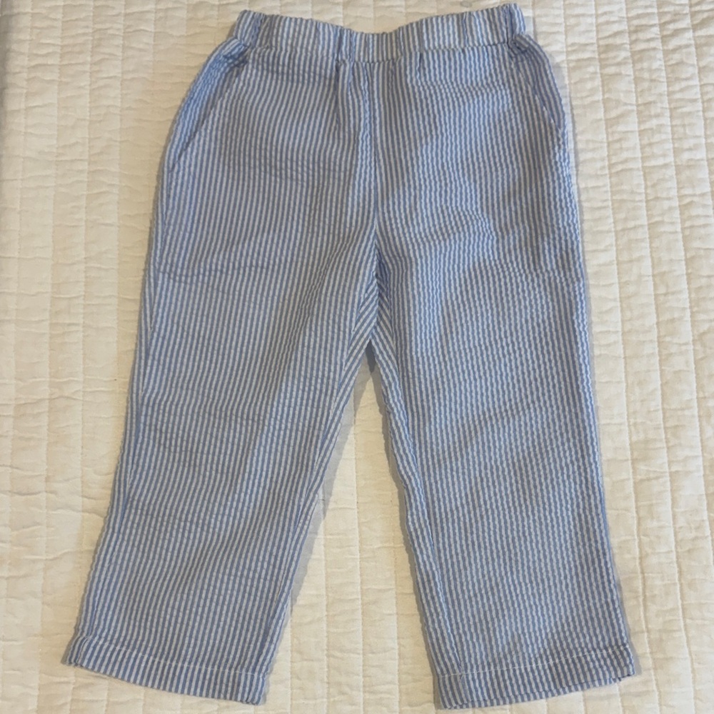 Kids Seersucker Blue Striped Pants